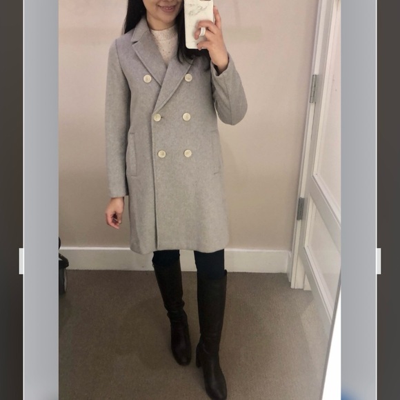 LOFT Jackets & Blazers - LOFT Wool Blend Double Breasted Coat in Light Gray Size XSP